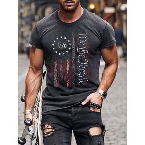 Men's Graphic Print T-Shirt We The People 1776 American Patriotic Shirt
